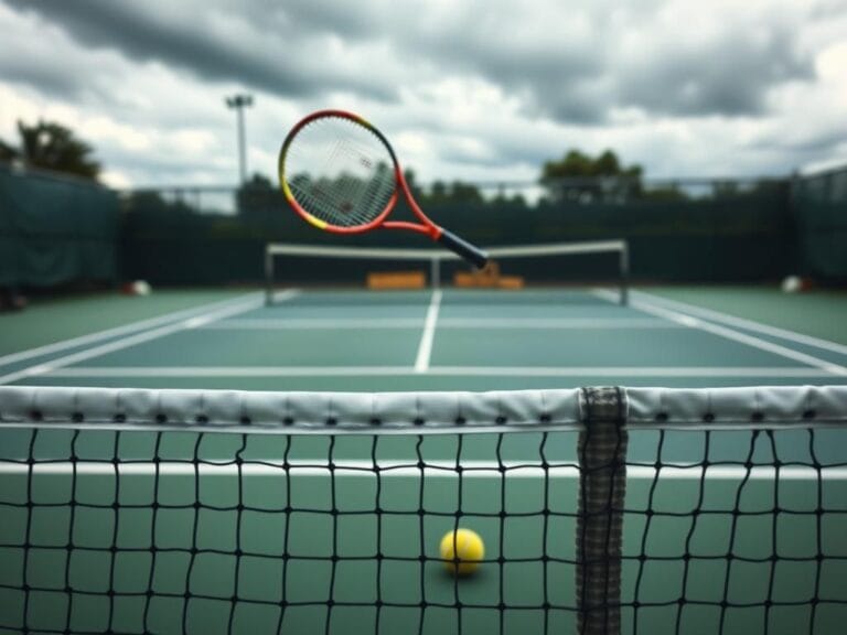 Flick International Tennis racket flying through the air nearly missing a ballboy during a match
