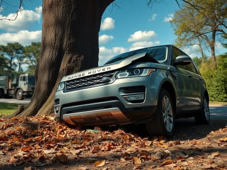 Flick International Range Rover SUV crashed into a tree in East Hampton