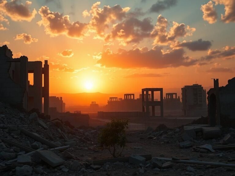Flick International A dramatic landscape of Gaza showing destruction and hope after the peace deal