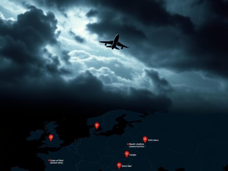 Flick International A low-flying military jet over NATO airspace amidst darkening skies