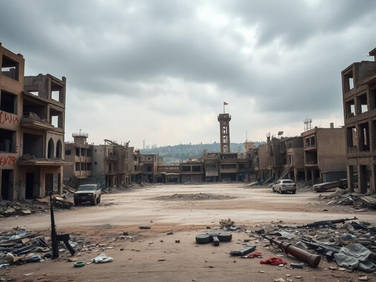 Flick International Crumbling urban landscape of Gaza with remnants of conflict and destruction