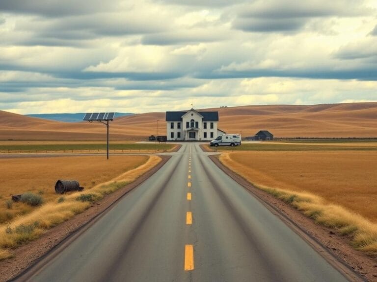 Flick International Isolated rural hospital building surrounded by open fields and hills