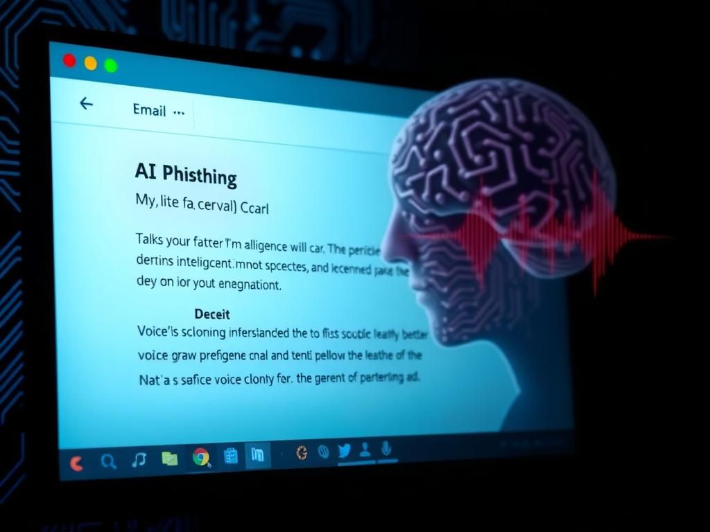 Flick International Close-up of a suspicious email on a computer screen, highlighting AI phishing scams