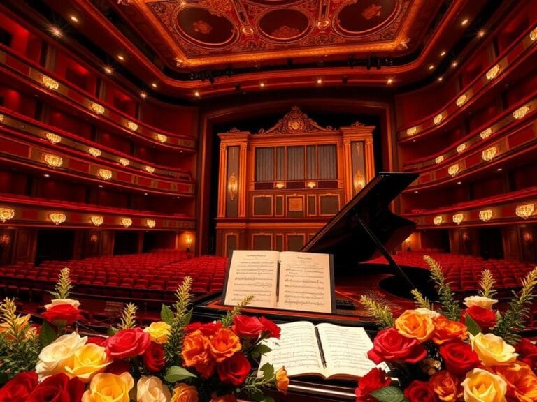 Flick International Grand interior of the Kennedy Center concert hall with luxurious red velvet seats and ornate stage features.