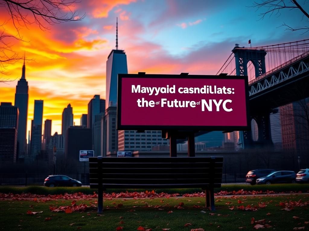 Flick International Twilight cityscape of New York City featuring the Empire State Building and Brooklyn Bridge