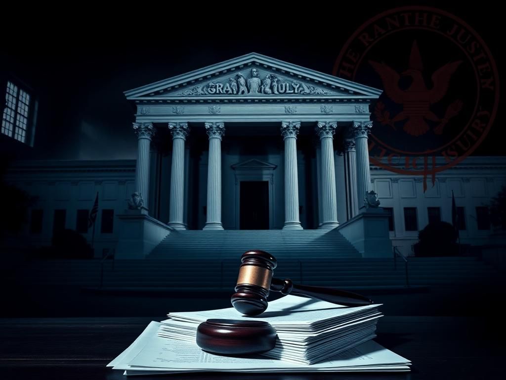 Flick International A gavel resting on legal documents in a dramatic courtroom setting