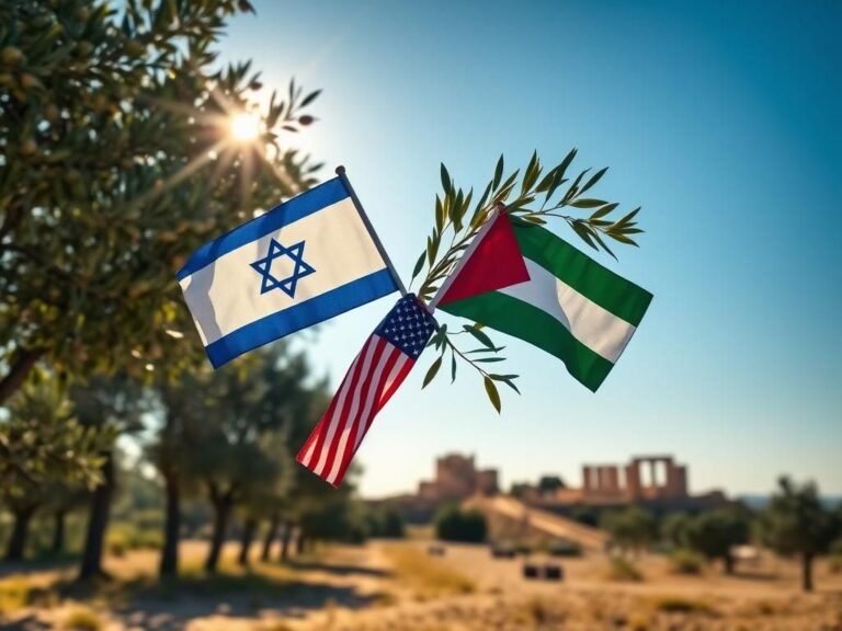 Flick International Olive branch symbolizing peace with flags of Israel, United States, and Palestine