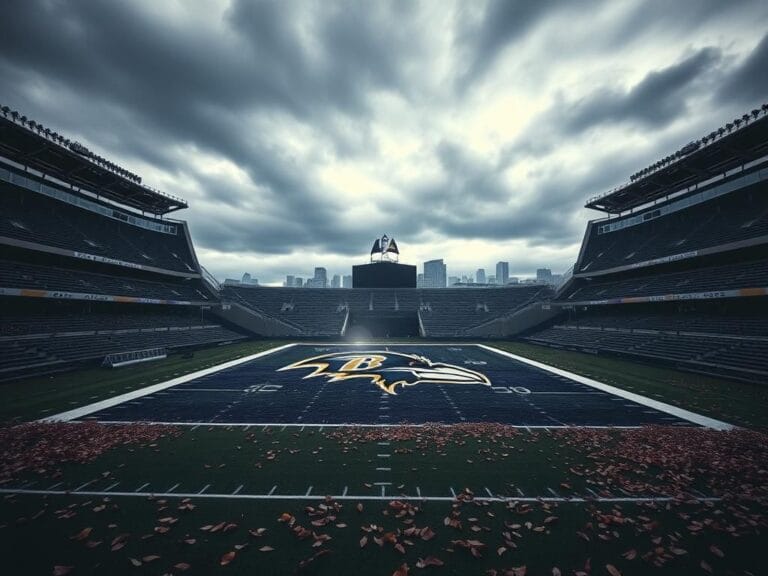 Flick International Dramatic depiction of a Baltimore Ravens stadium under cloudy skies