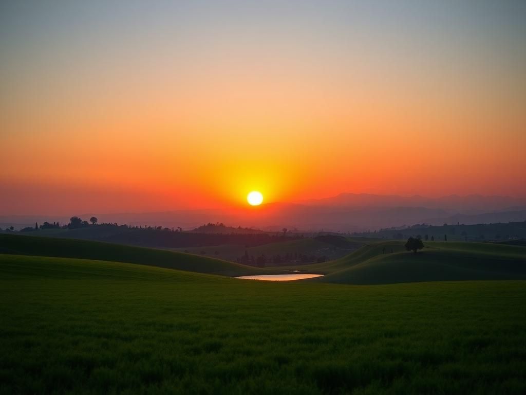 Flick International Tranquil sunset over a peaceful landscape symbolizing hope and reconciliation