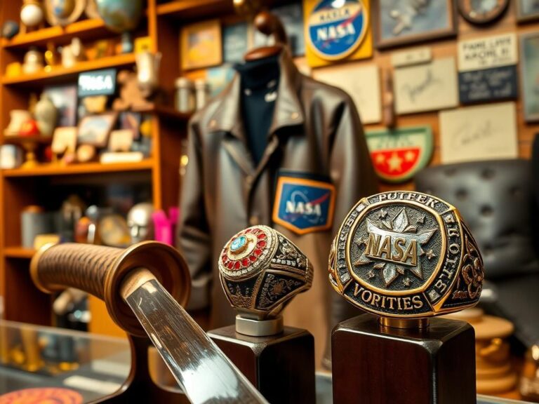 Flick International A beautifully crafted samurai sword and a gleaming World Series ring displayed in a vibrant pawn shop.