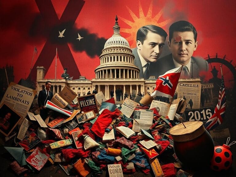 Flick International Historical imagery depicting the unrest of the 1960s and 1970s with symbols of violence and counterculture