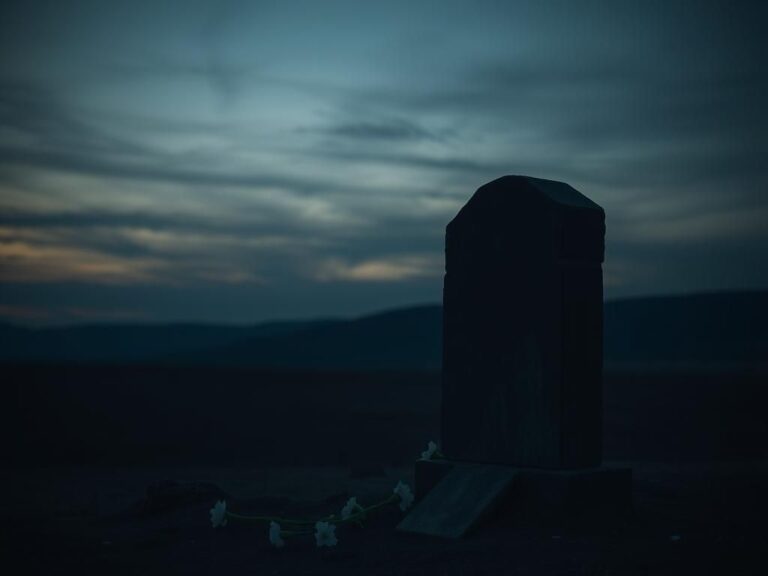 Flick International A weathered stone monument at dusk symbolizing loss and remembrance