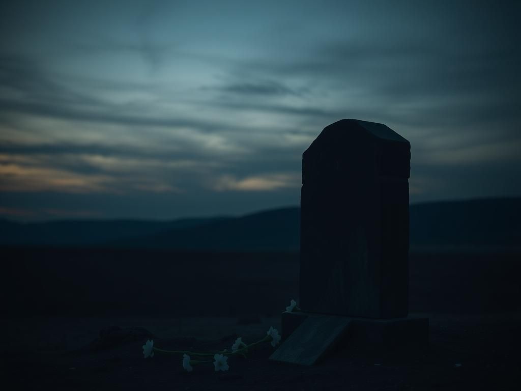 Flick International A weathered stone monument at dusk symbolizing loss and remembrance