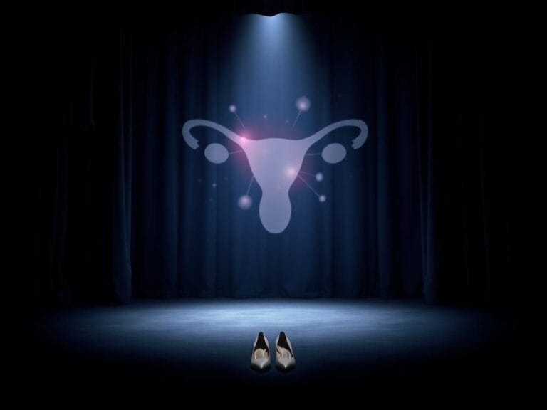 Flick International A discarded pair of high-heeled shoes on a dimly lit theater stage, symbolizing an abrupt end to performance.