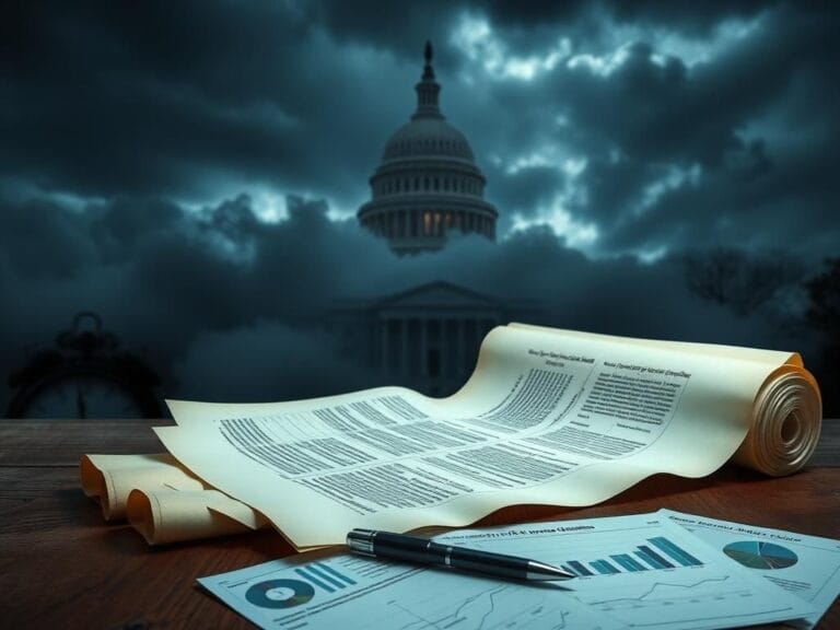Flick International Dramatic scene of the U.S. Capitol building under heavy clouds symbolizing political tension