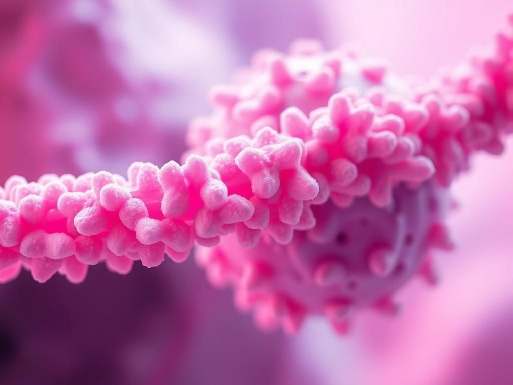 Flick International Close-up view of lobular breast cancer cell structure with chain-like formations