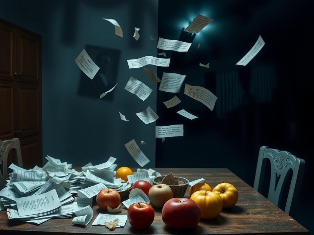 Flick International A split image contrasting financial struggles with a courtroom setting