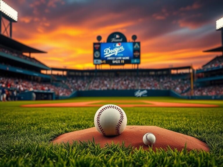Flick International Dynamic baseball scene with a complete game ball on the pitcher's mound and cheering fans in a vibrant sunset atmosphere