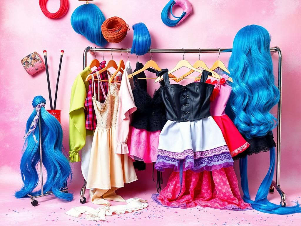 Flick International Vibrant display of colorful hair dyes and trendy fashion items in a boutique