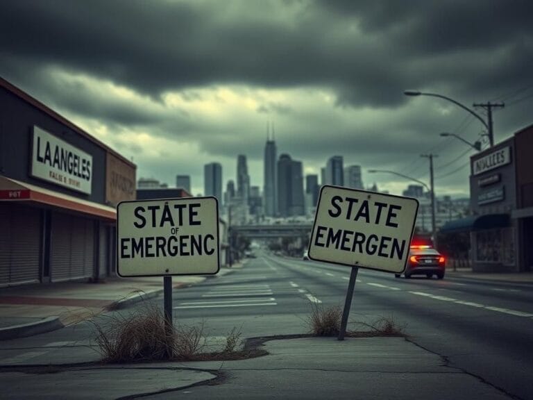 Flick International Dramatic cityscape of Los Angeles illustrating tension in immigration debates