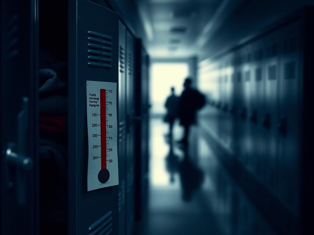 Flick International Close-up of a school locker with gym uniforms, symbolizing the tension over transgender policies