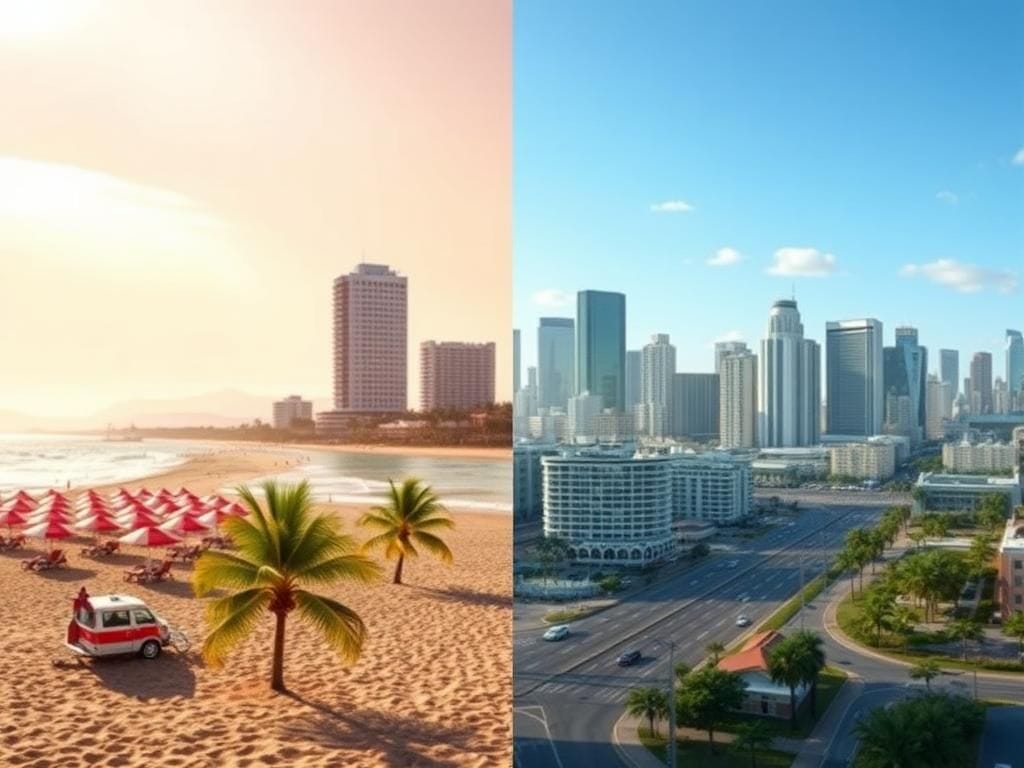 Flick International A split landscape depicting contrasting lifestyles in no-income-tax and high-tax states