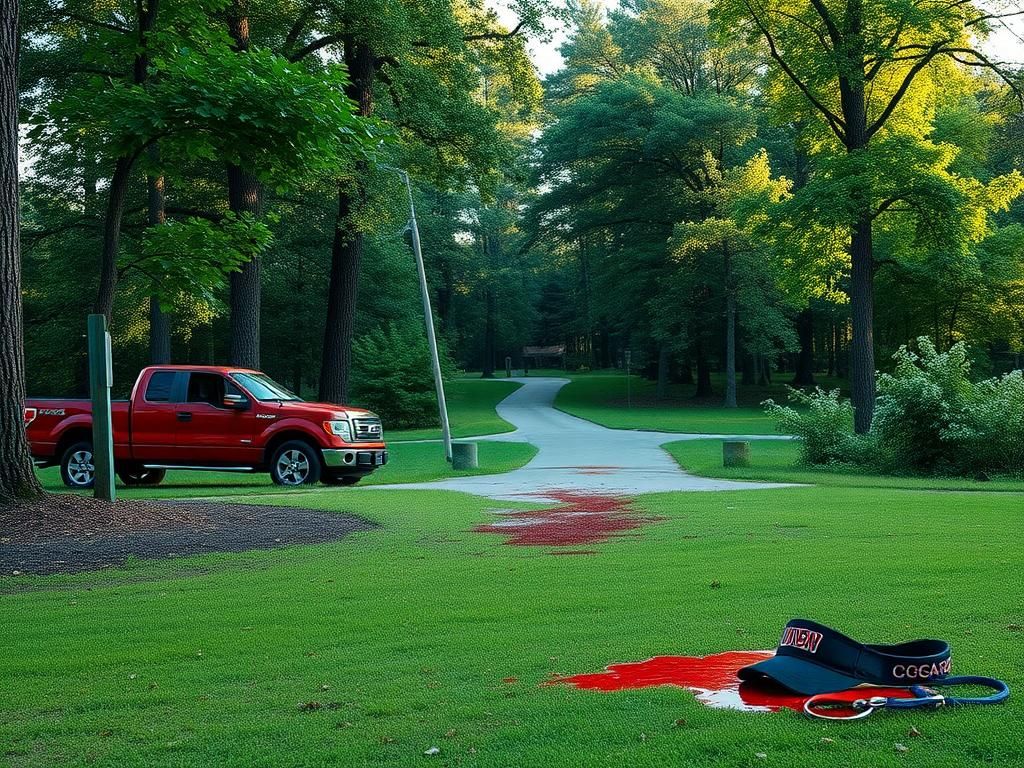 Flick International Abandoned red Ford F-150 truck near tree line in Kiesel Park, Auburn, Alabama