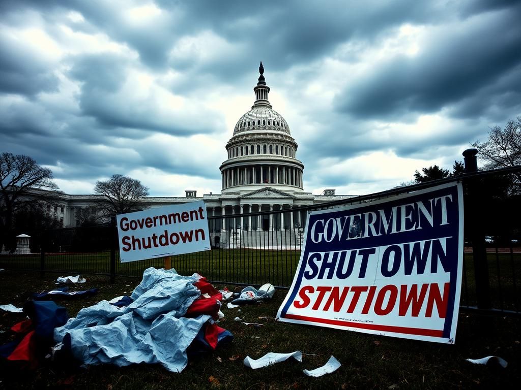 Flick International A dramatic view of the U.S. Capitol building under a stormy sky, symbolizing political turmoil and division