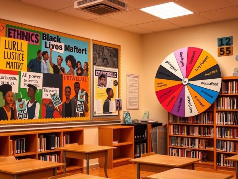 Flick International Conceptual image of a K-12 classroom highlighting ethnic studies themes and social justice movements