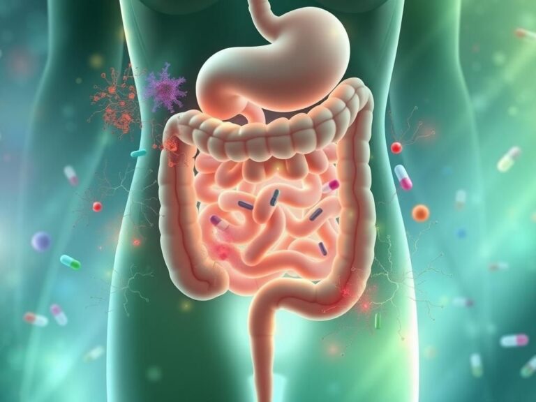 Flick International Abstract illustration of the human digestive system and microbiome