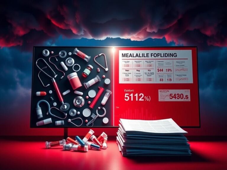 Flick International Conceptual representation of a polarized political debate on healthcare funding with contrasting images of medical symbols and legislative documents