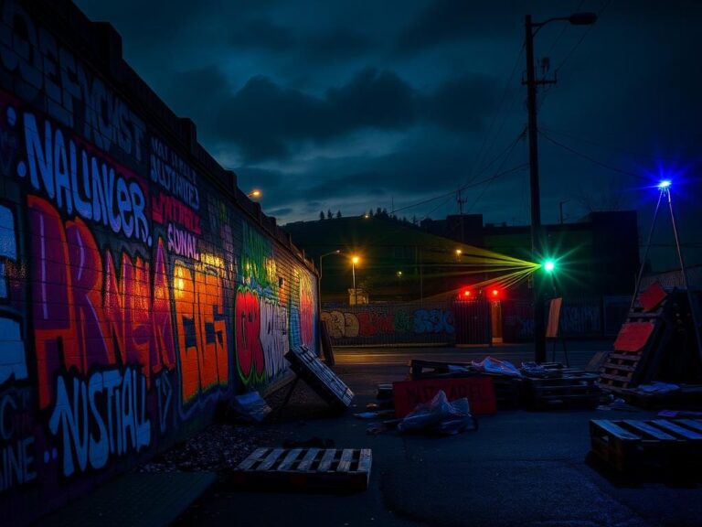 Flick International Moody urban night scene depicting protest against ICE and Trump in Portland