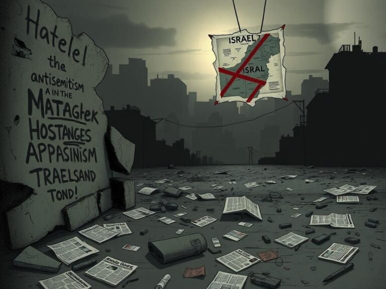 Flick International Somber illustration of a fragmented landscape symbolizing rising antisemitism