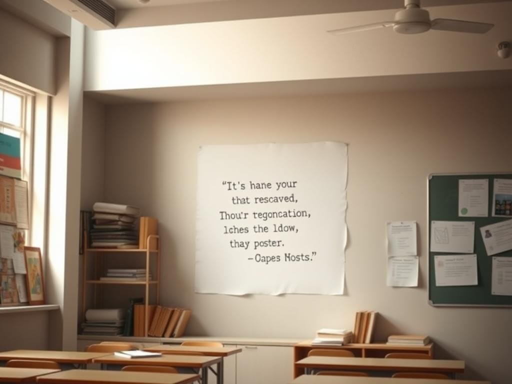 Flick International Empty classroom wall highlighting the space where a Charlie Kirk poster once hung