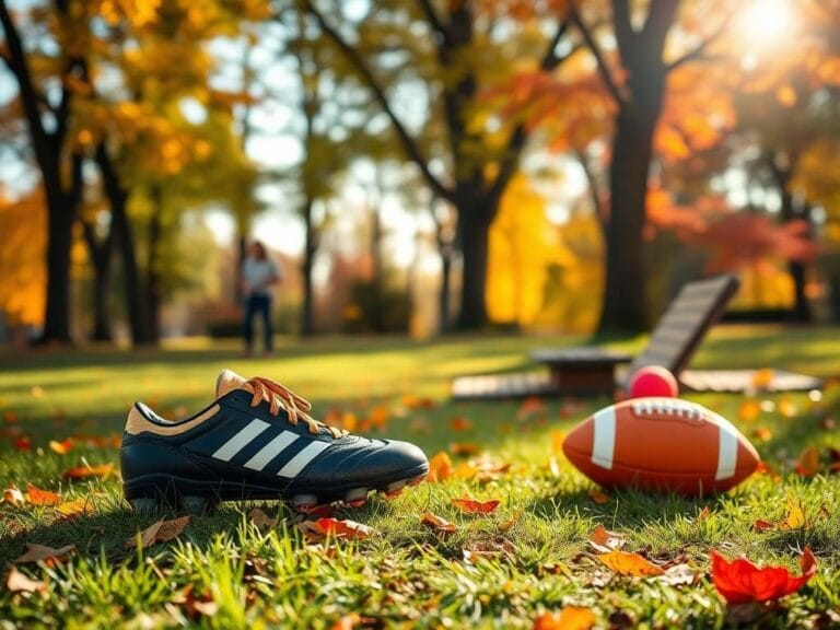 Flick International Empty football cleats resting in a serene family park during autumn