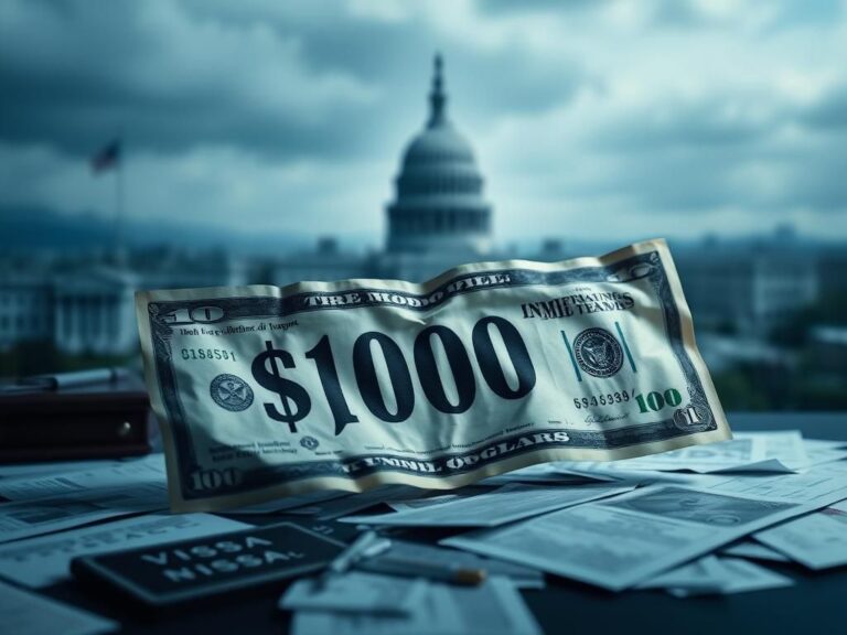 Flick International A crumpled $1,000 bill representing the new immigration fee for migrants