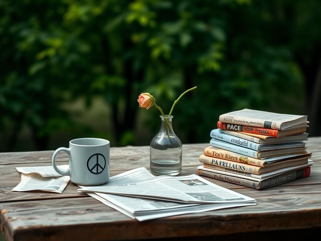 Flick International Still life scene with empty coffee mugs and newspapers representing friendship complexities