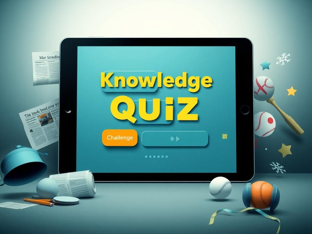 Flick International A vibrant digital quiz interface on a modern tablet showcasing news questions.