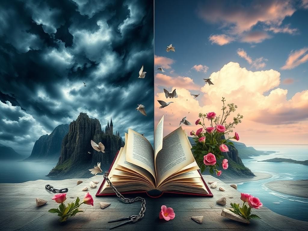 Flick International Surreal abstract image depicting a divided landscape representing societal tensions