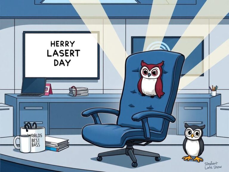 Flick International A whimsical illustration depicting a satirical boss's office celebrating National Boss's Day.