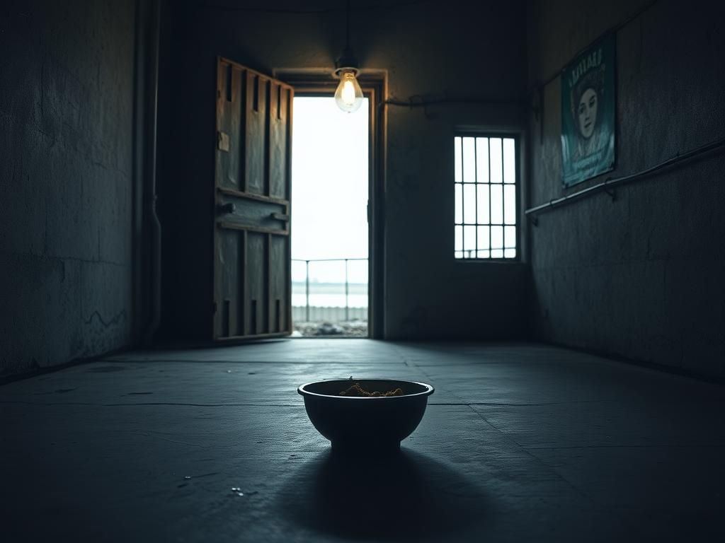Flick International Dimly lit prison cell representing the conditions of death row inmates in Iran