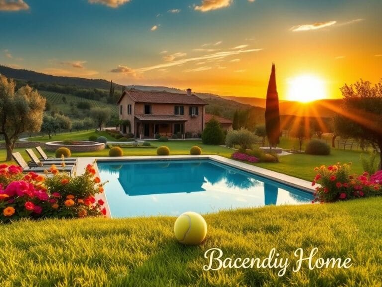 Flick International Serene Tuscan landscape with a rustic villa and rolling hills