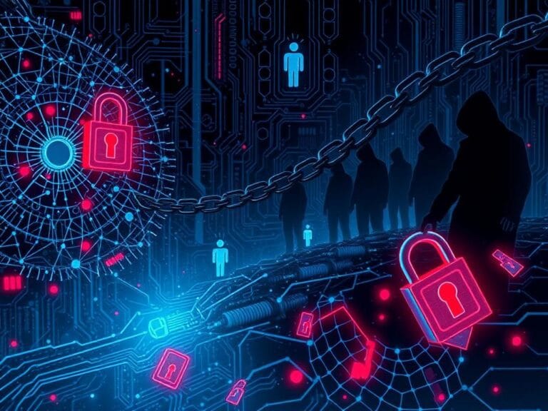 Flick International Abstract illustration of AI with elements of danger and security