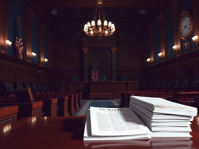 Flick International Empty chamber of the House of Representatives with unoccupied seats and a podium, symbolizing political stagnation during the government shutdown.