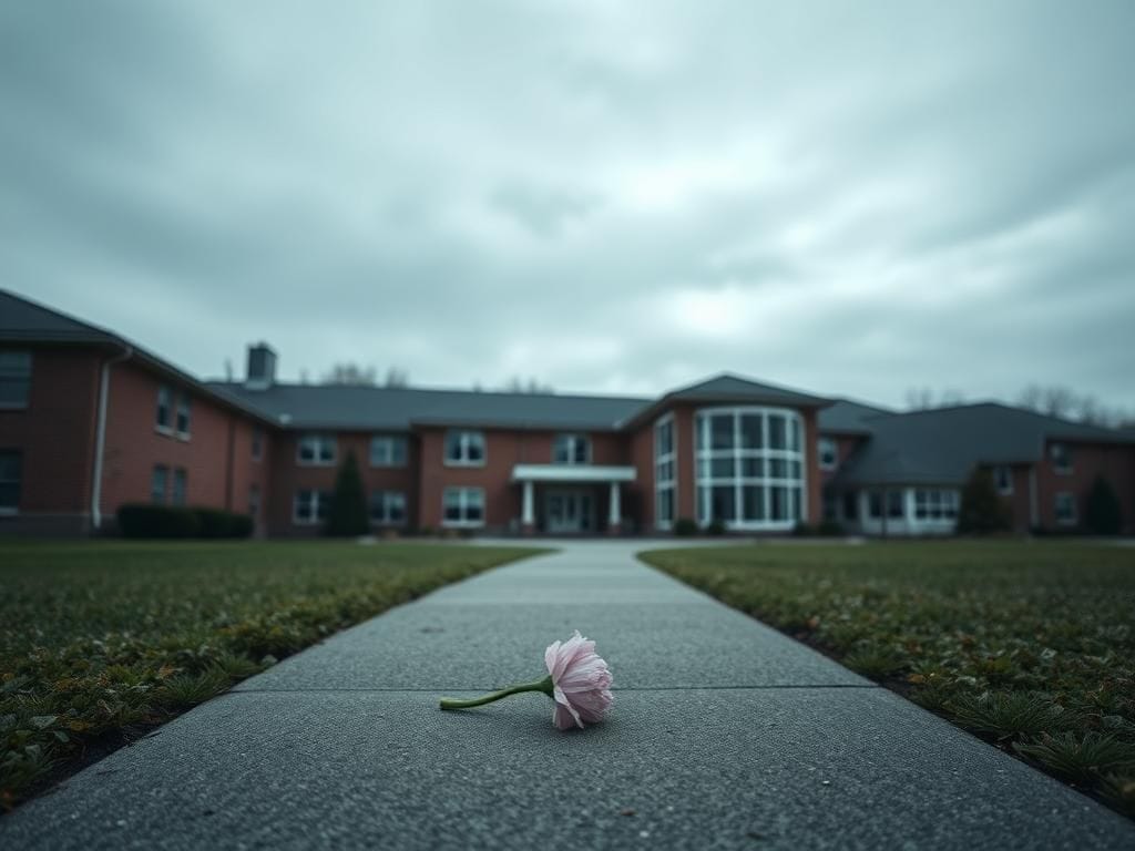 Flick International Exterior view of Meadowridge Academy during an overcast day