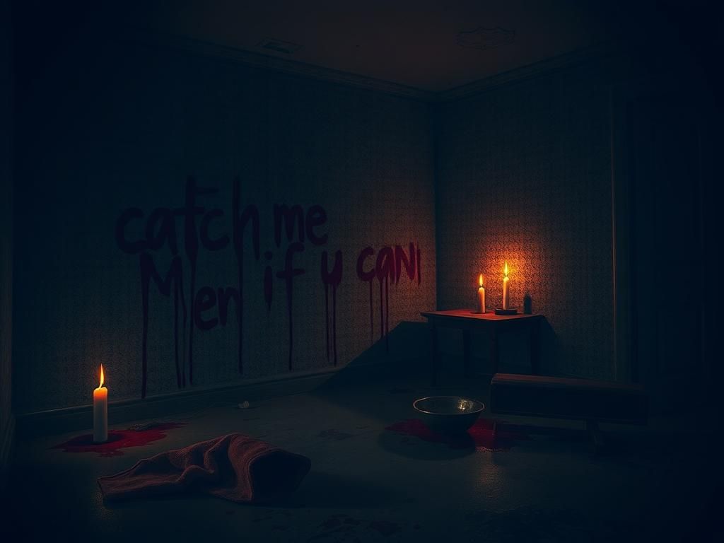 Flick International An abandoned rural room with blood-red writing on the wall