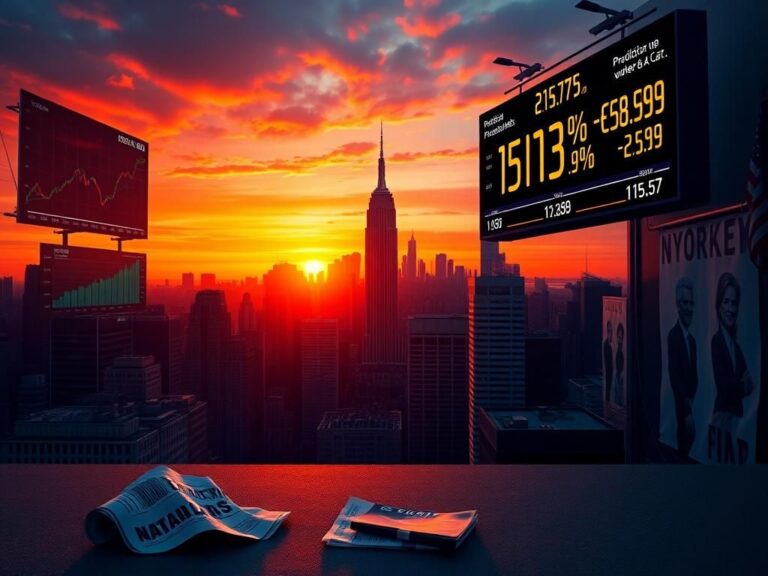 Flick International Dramatic New York City skyline at sunset with iconic buildings.