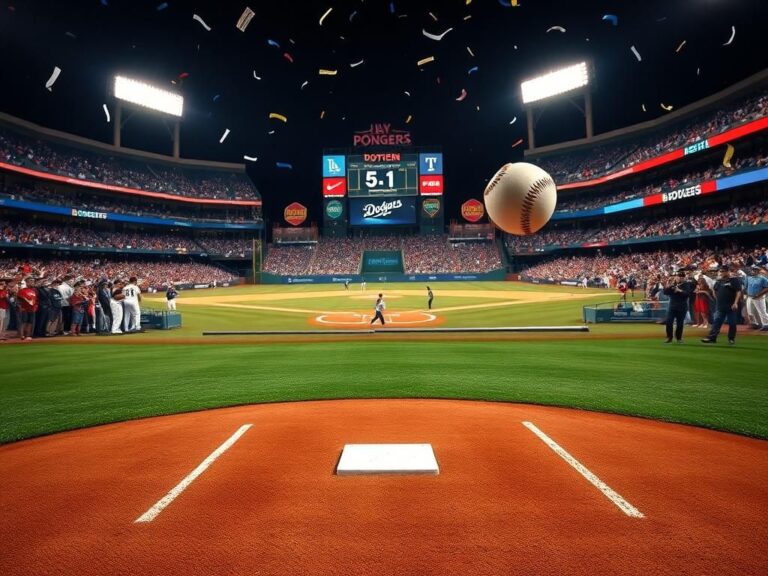 Flick International A dramatic baseball scene capturing an empty pitcher's mound and a vibrant cheering crowd at a Dodgers game.