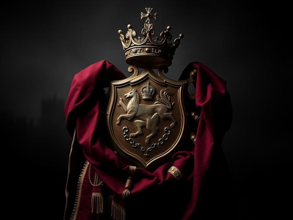 Flick International Weathered British crest with a royal crown, symbolizing the monarchy's tarnished reputation