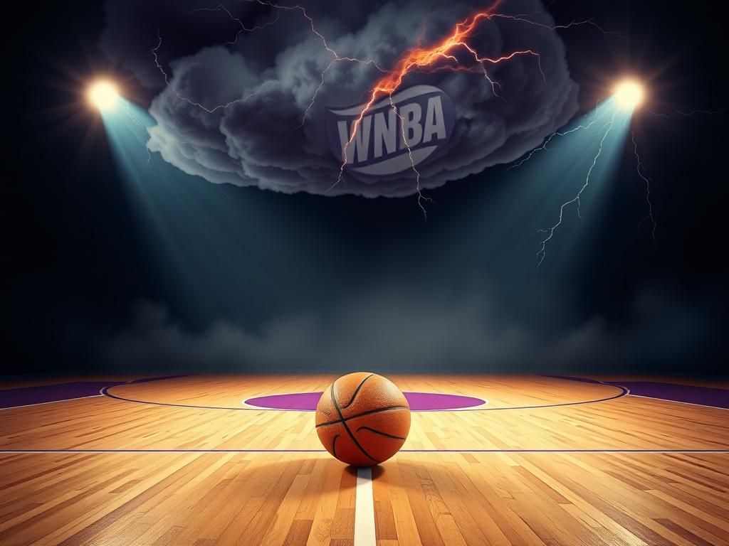 Flick International A basketball on a court highlighting the tension in the WNBA.